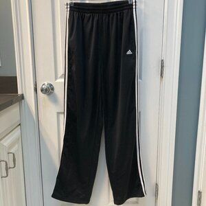 Vintage Y2K Adidas Black and 3 White Stripe Athletic Track Pants Size Large
